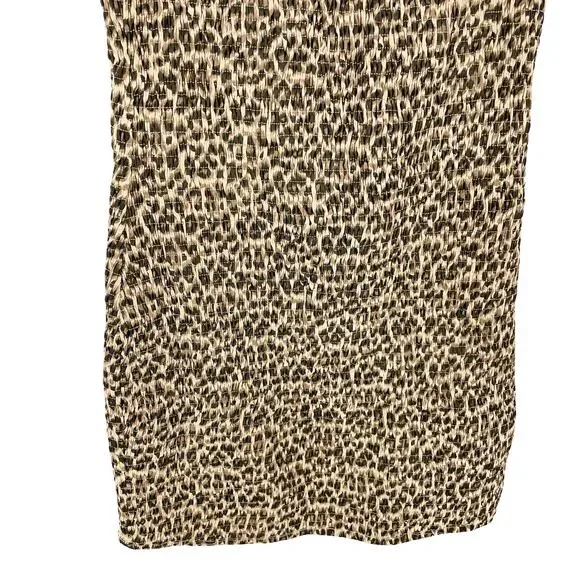 Majorelle Lexi‎ Smocked Mini Dress Leopard Animal Print Tan Black Sz L
